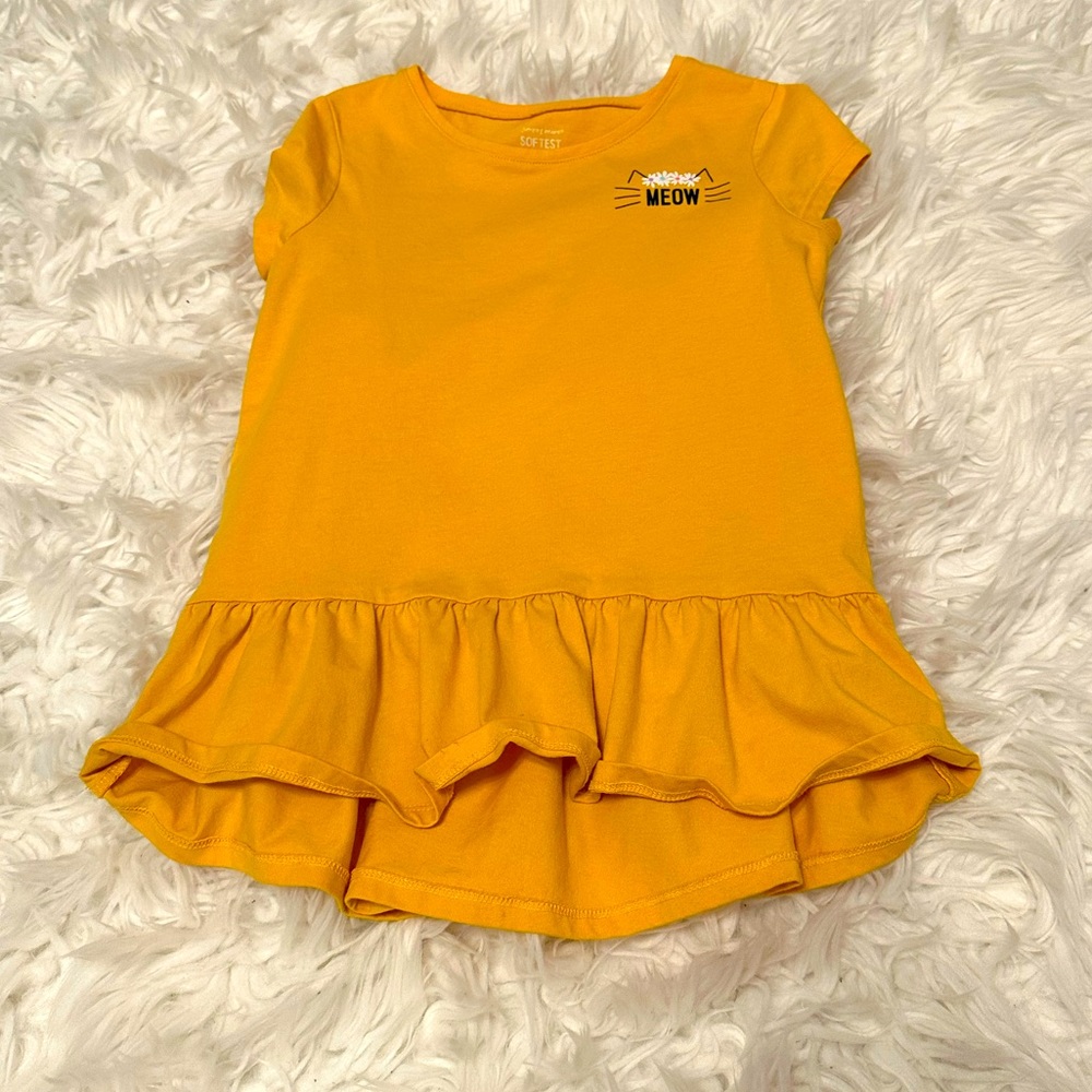 Jumping beans Short girls size 8 sleeve yellow /gold peplum tee “meow”